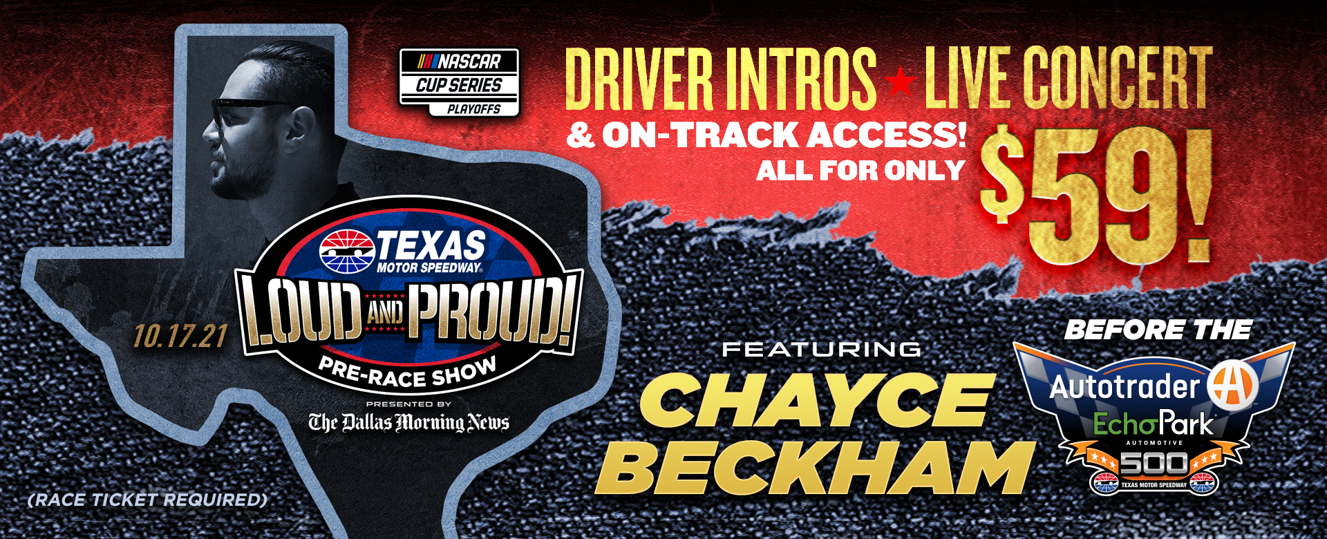CHAYCE BECKHAM CONCERT HIGHLIGHTS LOUD and PROUD PRE-RACE SHOW DURING NASCAR PLAYOFFS WEEKEND News Media Texas Motor Speedway